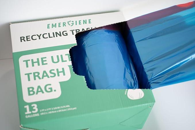 13 Gallon Recycling Trash Bags, 200 Count Drawstring Tall Kitchen Garbage Bags, Pre-Separated, Unscented, Ultra Strong, Leakproof, Sturdy, Translucent Blue - NeatNest