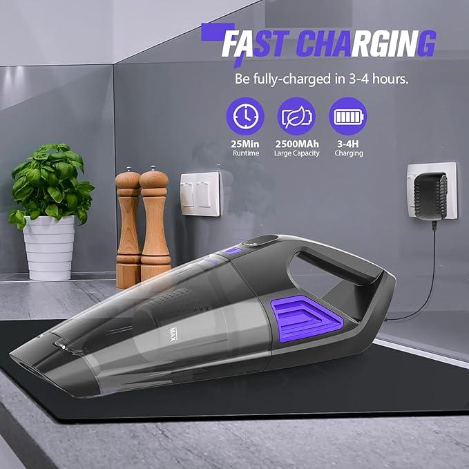 Handheld Vacuum Cordless Cleaner,Powerful Portable and Dust Buster Hand Vcauum Rechargeable with Large-Capacity Battery for CarPetOfficeHome (Purple) - NeatNest