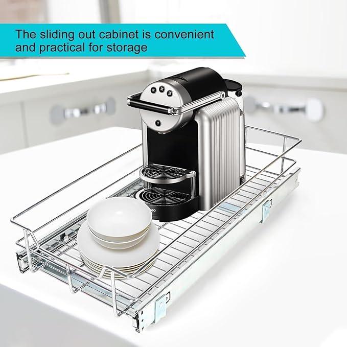 Pull Out Cabinet Organizer 9" W X 17" D, Slide Out Drawers For Kitchen Organizers and Storage, Pull Out Drawers For Cabinets Capacity Heavy Duty Caddy, Cabinet Shelves Chrome-Plated, Bathroom Pantry - NeatNest
