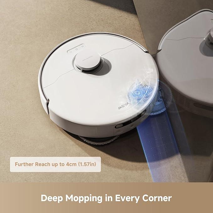 Mova P50 Ultra Robot Vacuum Cleaner with Flexible Mop, 19,000 Pa Suction Power with Anti-Tangle Brush, Corner and Edge Cleaning, 167℉ Automatic Cleaning & Self-Drying & Cleaning, Auto Empty & Refill - NeatNest