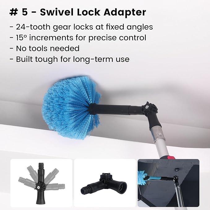 Ceiling Fan Duster Kit – 5-in-1 Bendable & Dual-Sided Heads – Washable Dusters for High Ceiling, Fans, Corners, Glass – Fits Standard ¾ Pole – Blue Cleaning Set - NeatNest