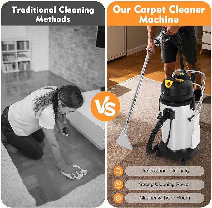 Commercial Carpet Cleaner, 40L Professional Carpet Cleaners Machine with 6 Suction Tools, 1049W Wet Dry Extractor Vacuum Washing Machine for Sofas, Curtains - NeatNest