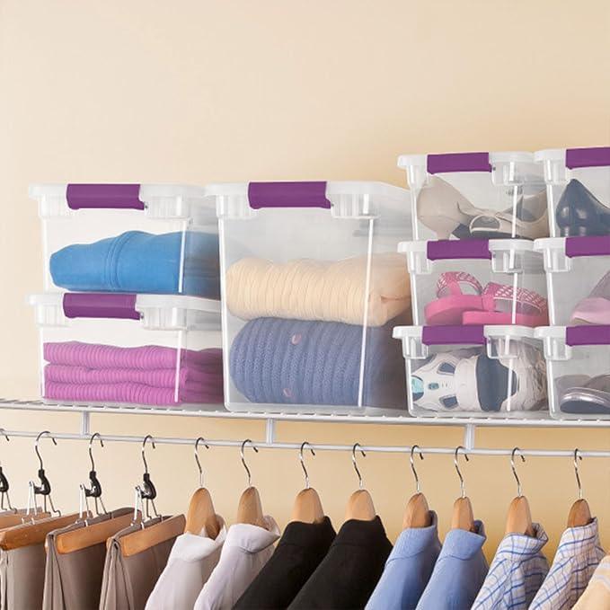 Sterilite 12-Pack 27 Quart ClearView Latch Box, Stackable Organizer Bins with Latching Lids - Clear Plastic Organization Containers for Closet, Bedroom, Shelving Units and Everyday Home Storage - NeatNest