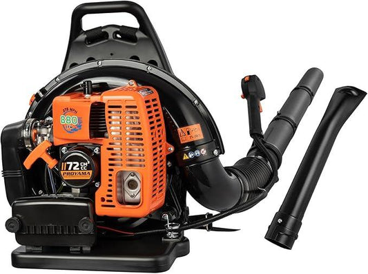 PROYAMA 72CC Gas Backpack Leaf Blower, 2-Cycle 880CFM 275MPH Gas Powered Engine, 2 in 1 Nozzle Low Vibration and Ergonomic Design with Cruise Control for Outdoor GardenYard Cleaning and Snow Removal - NeatNest