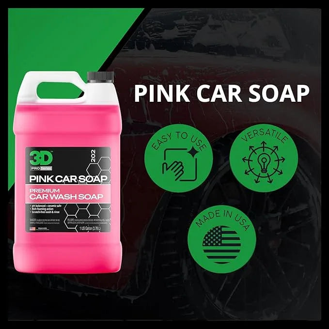 3D Pink Car Soap – 1 Gallon |pH Neutral Car Wash Soap with High Suds & Cherry Scent | Scratch-Free, High Gloss Shine | Safe on Wax & Sealants | Weekly Car Care - NeatNest