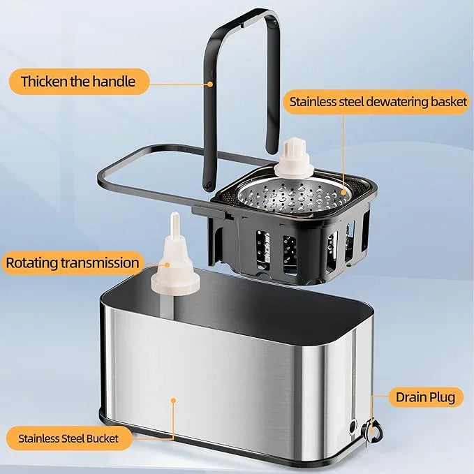 Spin Mop and Bucket with Wringer Set for Home,360° Mop and Bucket with Separate Clean and Dirty Water,Wet Dust Mop for Floor Cleaning with Extra Refills (Square Silver) - NeatNest