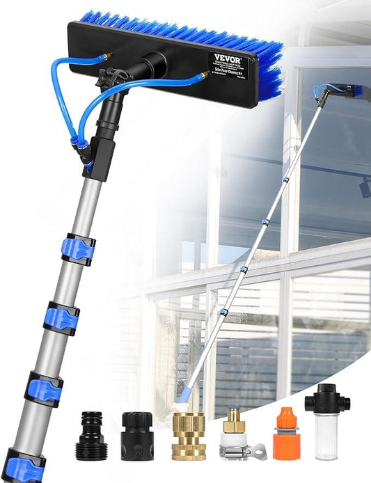 VEVOR Water Fed Pole Kit, 24FT Solar Panel Cleaning Pole with Extendable Handle, 180° Rotatable Brush Head & 65.6FT Hose, Household & Outdoor Window Cleaner Tool for Caravan Solar Panel Deck - NeatNest