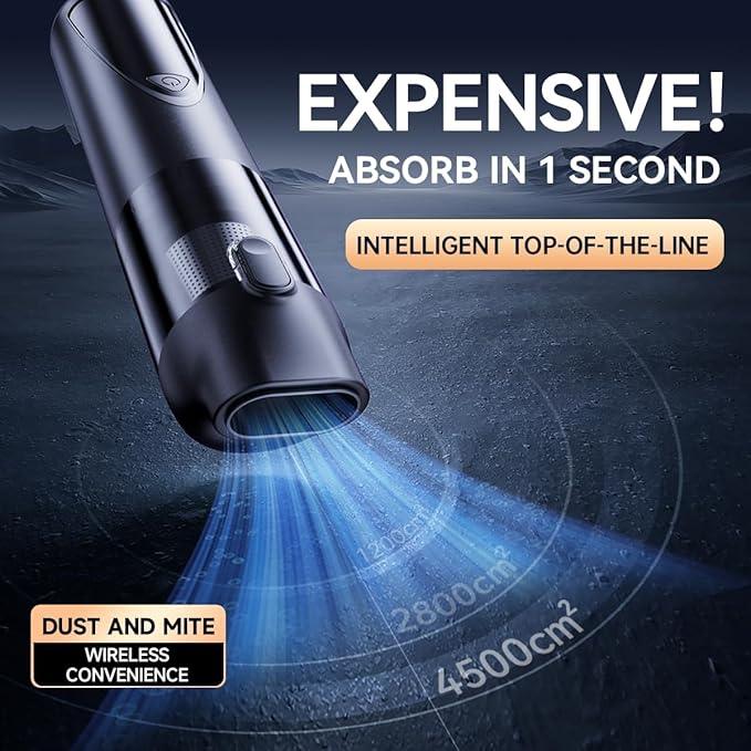 Car Vacuum Portable Cordless, 20000pa 4-in-1mini Handheld Vacuum Cleaner up to 70 Mins Runtime, 3 Suction Modes & USB-C Fast Charge Wet/Dry Hand Held Cleaner Power for Car Home Pet Food Keyboards - NeatNest