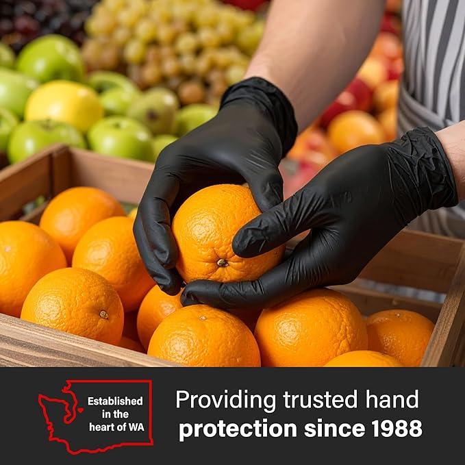 GLOVEWORKS Black Disposable Nitrile Industrial Gloves 5 Mil, Latex/Powder-Free, Food-Safe, Textured - NeatNest