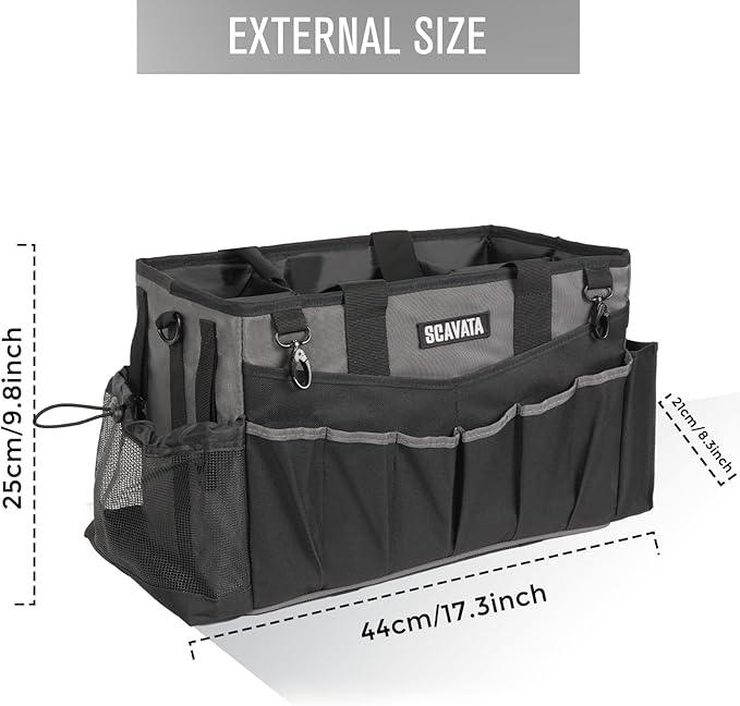Wearable Cleaning Caddy Bag, Cleaning Caddy Supplies Organizer with Handle & Shoulder Straps for Housekeepers, Under Sink & Car Cleaning Tool Organizers with 4 Foldable Divider (DarkGrey) - NeatNest