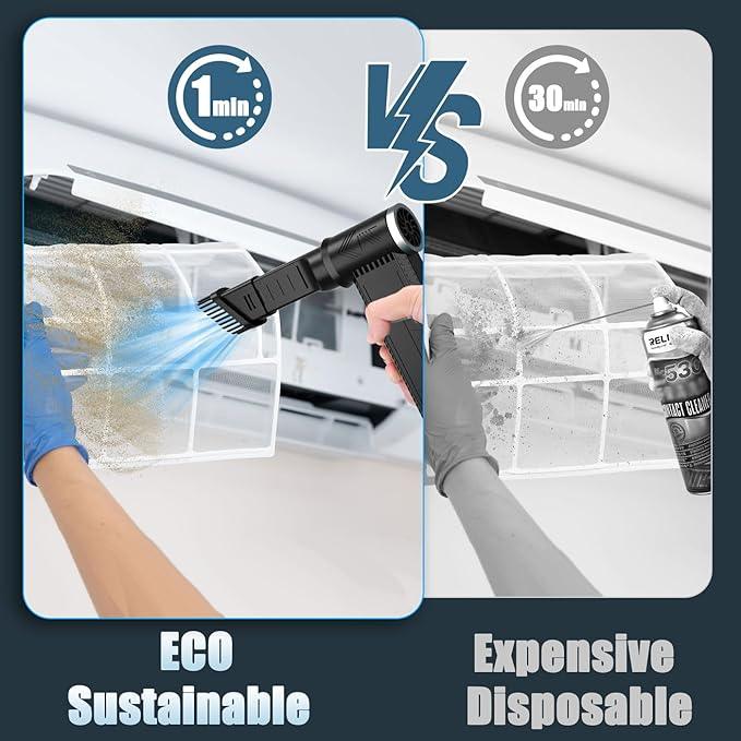 Cordless Electric Air Duster: 120,000 RPM High-Speed 4-Speed Adjustable Blower, Rechargeable Battery-Powered Dust Cleaner for PC Keyboards, Electronics, Cars & Outdoor Use (Black) - NeatNest