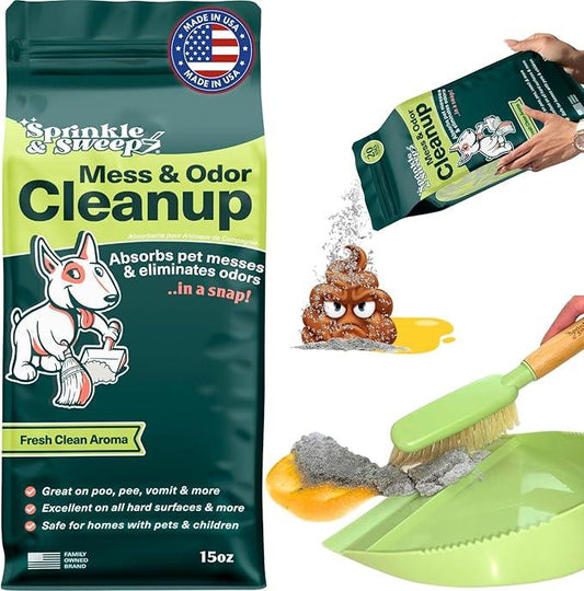 Dog Pee Cleaner | Pet Accident Cleanup Powder | Vomit Cleanup Kit for Hard Surfaces | Puppy Potty Training Aid | Dog Diarrhea Accident Absorbent | Non-Toxic Odor Remover - NeatNest