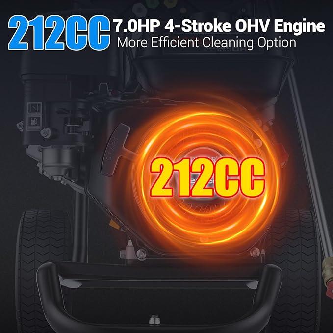 4200PSI Pressure Washer 4.0GPM Gas Power Washer 212CC Gas Powered Washing Machine Commercial High Pressure Washer with 25ft Hose&5 Nozzles for Patio Garden Yard Vehicle,EPA/CARB/ETL (Black) - NeatNest