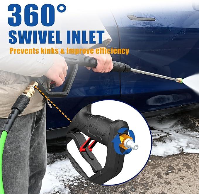TOOLCY Gas Powered Pressure Washer, 3200 PSI and 2.6 Max GPM, 35FT Extended Power Hose, Kink-Less Swivel Gun with & 5 Nozzles, Reinforced Pump, for Cars/Fences/Driveways/Homes/Patios - NeatNest