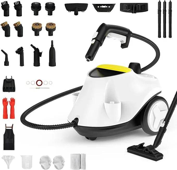 Steam Cleaner, with 27 Accessories, 2000W Portable Household Steamer, with 2.1L Tank and 6M Extra-Long Power Cord for Floor Cleaning,Tile, Carpet, Furniture, Upholstery, Grout, Kitchen, Car (white) - NeatNest