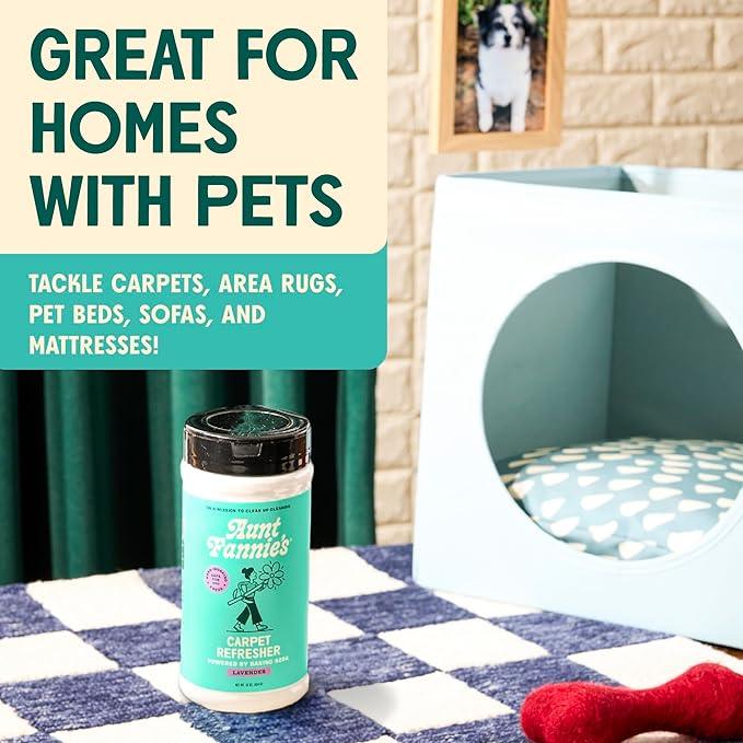 Aunt Fannie's Carpet Refresher & Deodorizer Powder, Multi-Purpose Rug, Carpet, and Upholstery Odor Eliminator for Homes with Cats and Dogs, Bright Lemon Scent, 16 Oz (Pack of 2) - NeatNest