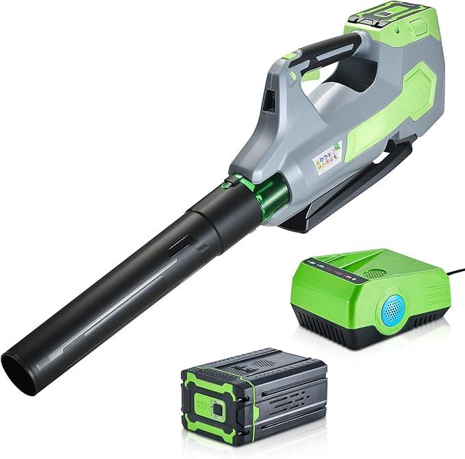 VEVOR 60V Cordless Leaf Blower with Brushless Motor, 650 CFM/125 MPH, Battery Powered Electric Leaf Blowers for Lawn Care with 5Ah Battery and Fast Charger, 3 Speed Control - NeatNest