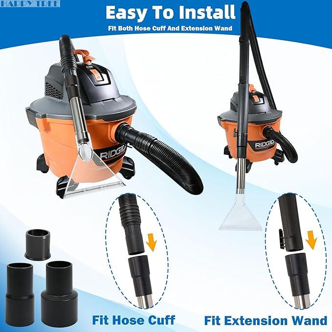 Happy Tree Universal Fit All Brands' Shop Vacs with 2-1/2"&1-7/8"&1-1/4" Adapter Clear Extractor Accessory for Upholstery & Carpet Cleaning & Car Detailing, Shop Vac Extractor Attachment Hose Kit - NeatNest