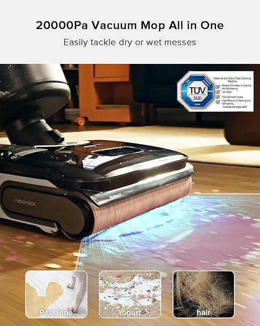roborock F25 BX Wet Dry Vacuum Cleaner, Cordless Vacuum Mop All in One with 20000Pa, 194°F Hot Air Flash Drying & Self Cleaning, Zero-Tangle Wet Mop Cleaner for Hard Floor, 180° Lie Flat - NeatNest