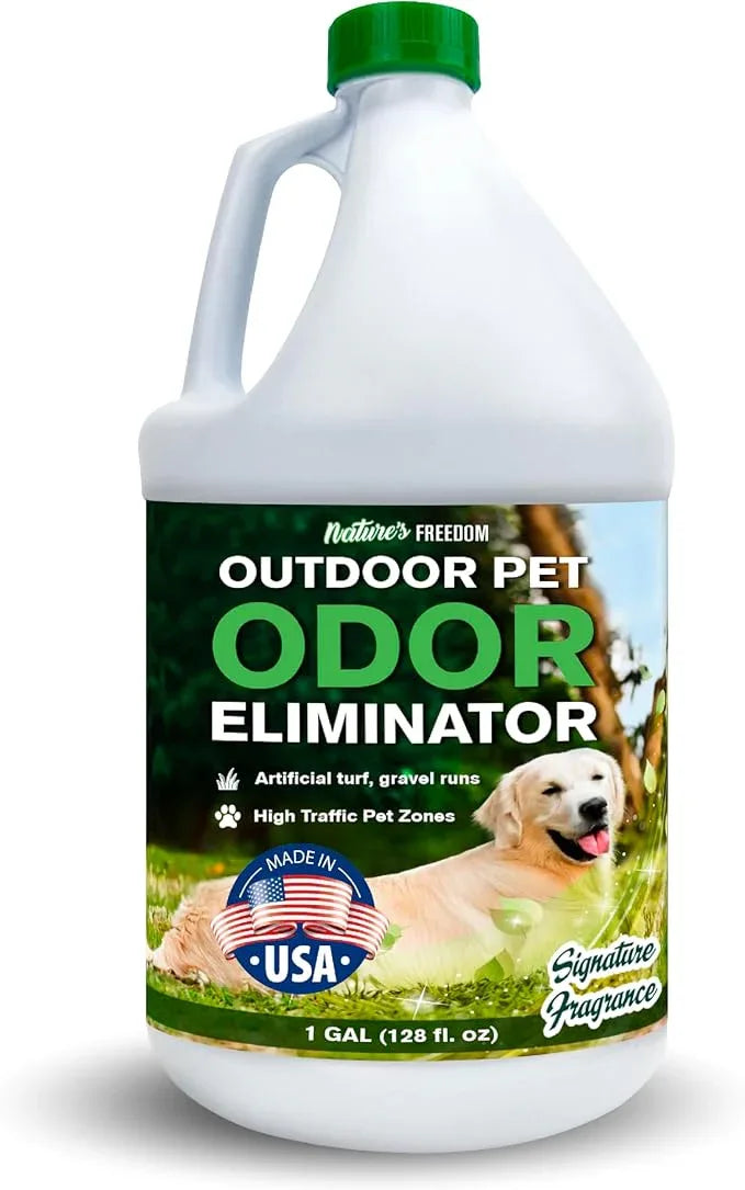 Nature's Freedom Concentrated Enzymes Outdoor Odor Eliminator, Turf and Yard Cleaner for Pet Urine, Deodorizer for Dog & Cat Waste & Smells, Makes 5 to 64 Gallons, Use on Grass, Patios, Kennels - NeatNest