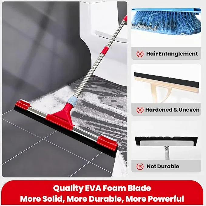 Heavy Duty Floor Squeegee for Concrete Floor – 17.3” EVA Foam Blade with Cloth Clip Design, 62” Extendable Handle, Multi-Surface Floor Squeegee Broom for Windows, Bathroom, Garage, Tile, Patio &Shower - NeatNest