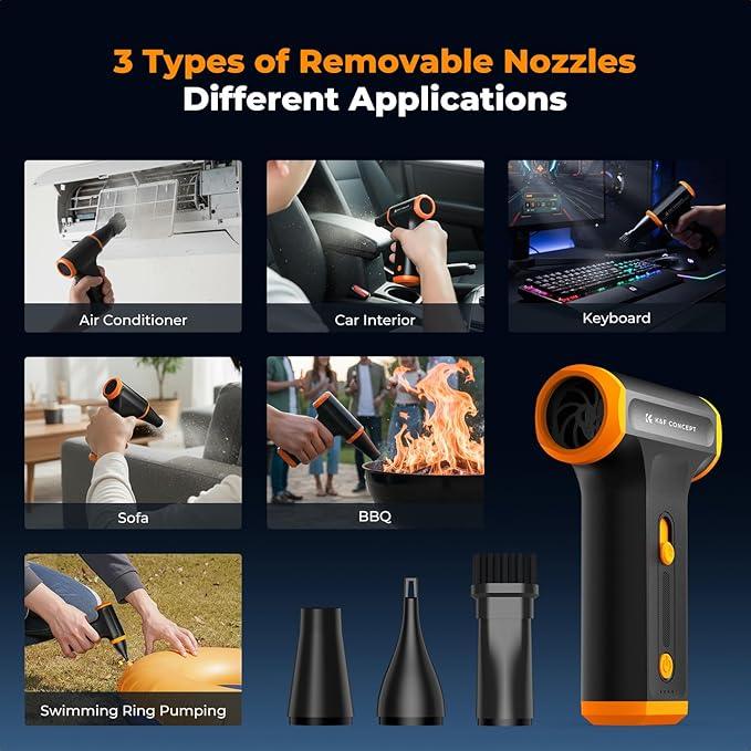 K&F Concept Compressed Air Duster, 3 Gear Adjustable 110000RPM Electric Air Duster, Adjustable&Portable Air Blower for Deep Computer Clean, Keyboard, Car Dry, Home - Replace Compressed Air Cans - NeatNest