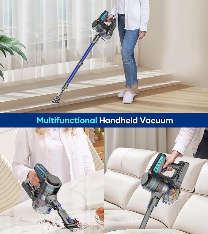 NADALY Cordless Vacuum Cleaner for Home, 8-in-1 Powerful Stick Vacuum Cordless with 45Mins Runtime, Anti-Tangle, Lightweight, 1.5L Dust Cup, Rechargeable Vacuum for Hardwood Floor Carpet Pet Hair - NeatNest