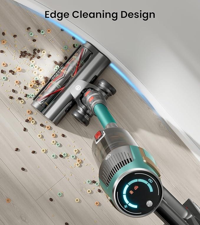 Cordless Vacuum Cleaner, Upgraded 580W 48KPA 65Mins Vacuum Cleaners for Home, Cordless Stick Vacuum Cleaner with Self-Standing and LED Screen, Anti-Tangle Wireless Vacuum for Pet Hair/Carpets/Floors - NeatNest