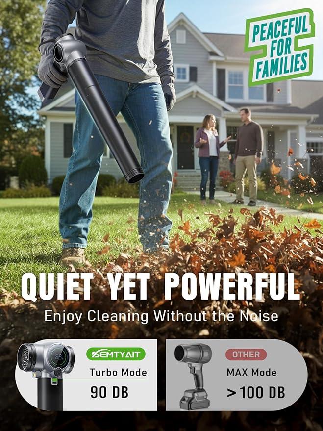 Electric Leaf Blower Cordless, 900,000 RPM, Extended Nozzle, Lightweight Handheld Design, Adjustable Wind Speed, Including Turbo Mode, Portable Grass Blower for Yard, Patio & Outdoor Use - NeatNest