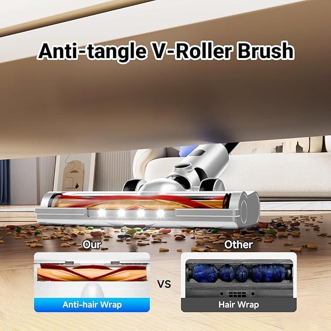 Cordless Vacuum Cleaner for Home, 8-in-1 Lightweight Stick Vacuum with 45Mins Runtime, Powerful Suction, Anti-Tangle, Rechargeable Cordless Vacuum for Hardwood Floor Carpet Pet Hair, W-N5 - NeatNest