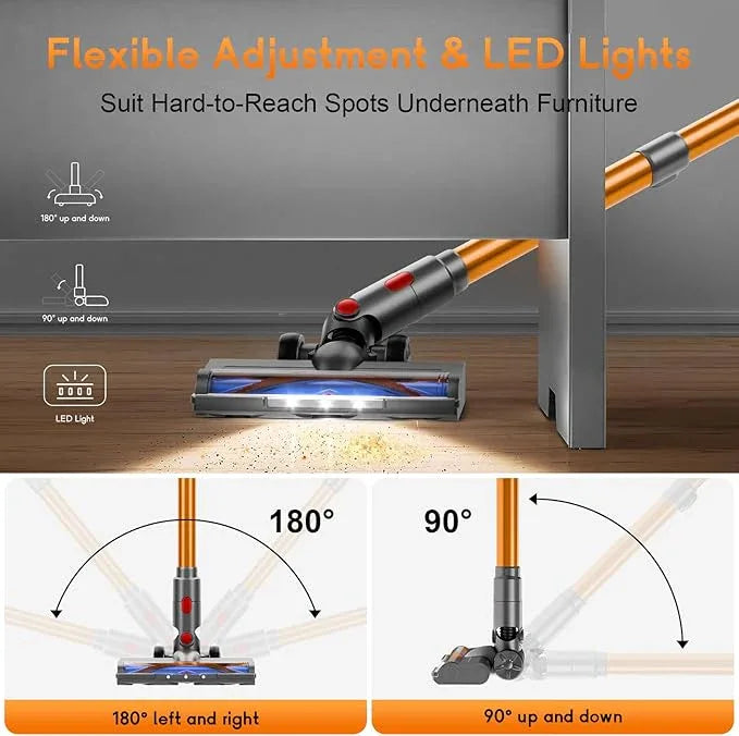 Cordless Vacuum Cleaner, 45Kpa Vacuum Cleaner for Home, 45Mins Stick Vacuums with Battery Display, Anti-Tangle &Wall Mount Charging, 8 in 1 Lightweight Vacuum for Hard floor Carpets Pet Hair, Y501 - NeatNest