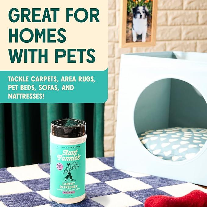 Aunt Fannie's Carpet Refresher & Deodorizer Powder, Multi-Purpose Carpet, Rug, and Upholstery Odor Eliminator for Homes with Cats and Dogs, Bright Lemon Scent, 16 Oz (Pack of 1) - NeatNest