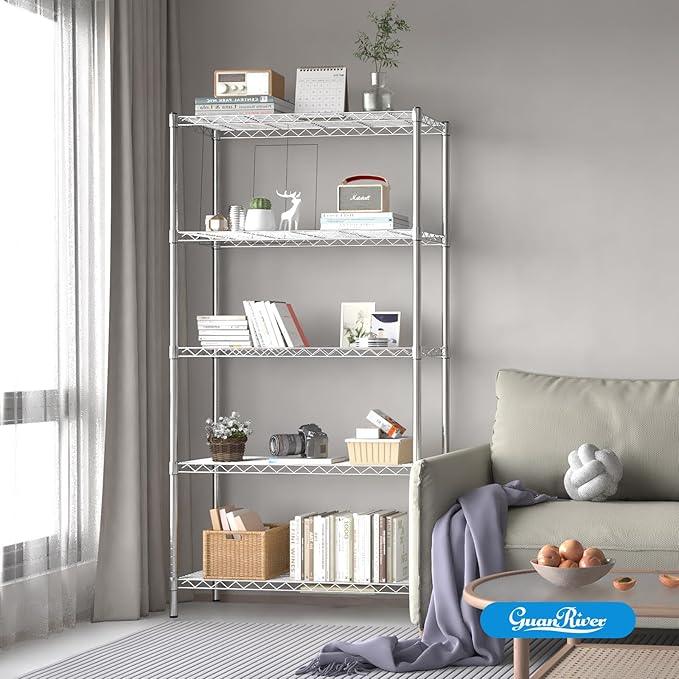 5-Shelf Adjustable Metal Shelf Wire Shelving Unit Storage Rack Display Shelf for Office,Kitchen,Bedroom,Bathroom,Laundry,Pantry Basement,Garage(Chrome,36" L x 14" W x 72" H) - NeatNest