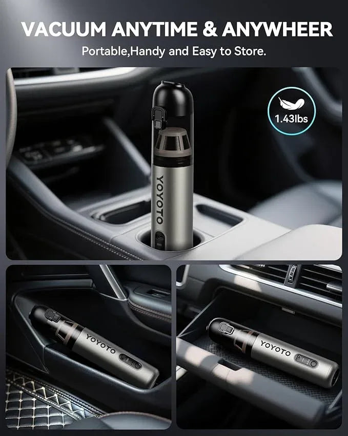 Car Vacuum, Handheld Vacuum Cordless with 21000Pa Powerful Suction & 3 Modes, 4-in-1 Portable Hand Held Mini Vacuum Cleaner Rechargeable, Ultra Light for Car Home Office (Silver) - NeatNest