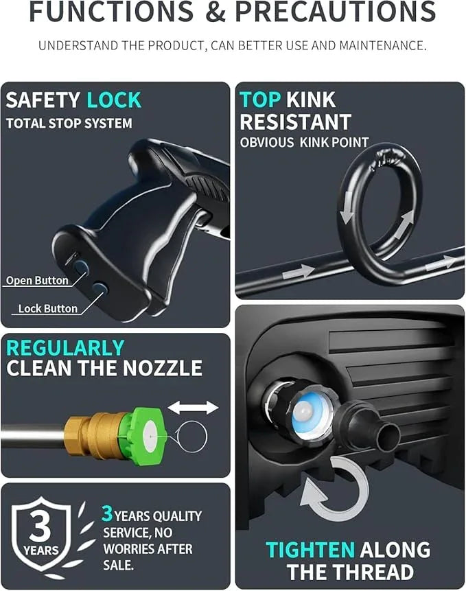 2025New Pressure Power Washer with 4 Quick Connect Nozzles, Inlet Hose & Filter, Foam Cannon for Cars/Fences/Driveways/Patios/Home Cleaning 4200PSI - NeatNest