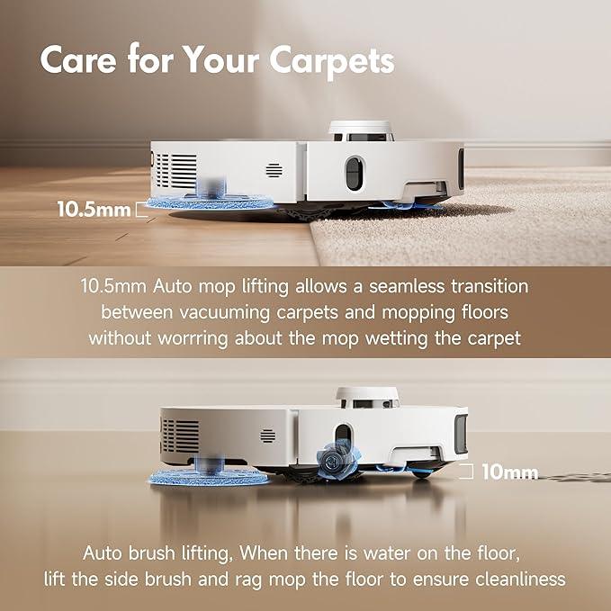 Mova P10 Pro Ultra Robot Vacuum and Mop 13,000Pa Suction, 140°F Hot Water Auto Mop Washing & Drying, Dual Spinning Extenable Mop,10.5mm Lifting for Carpet, 360°Obstacle Avoidance, App Control - NeatNest