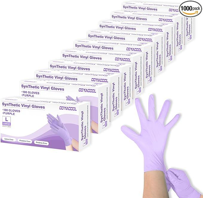 Disposable Gloves Large, Nitrile and Vinyl Blend Material Gloves, Latex Free 4 Mil 1000 Pc Food Grade Glove for Cleaning, Food Prep,Hair Dye,Tattoo, Purple - NeatNest