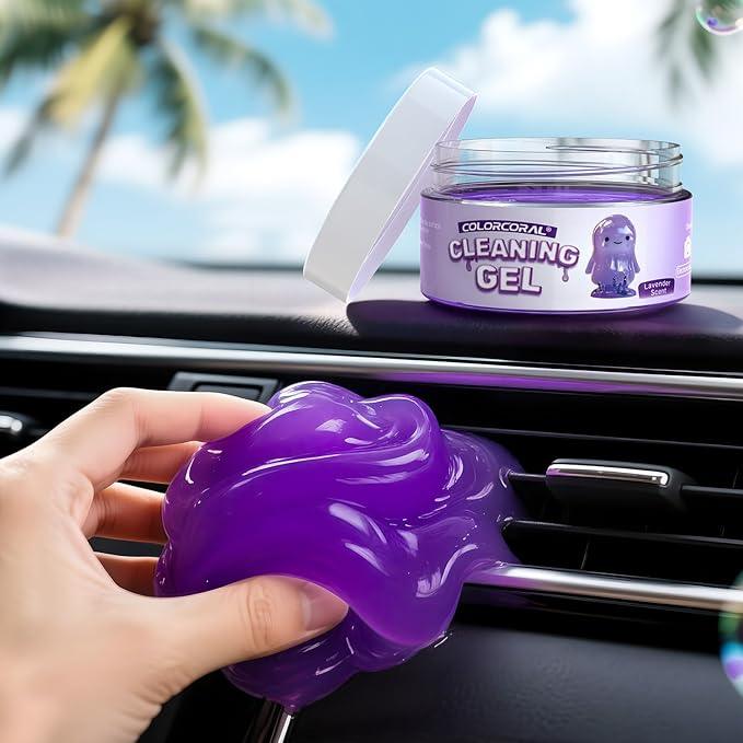 ColorCoral Car Cleaning Gel Reusable（Lavender Scent,Purple） - Dust Cleaning Putty Keyboard Slime for Car Interior Air Vent Cleaner, Auto Detailing Tools Accessories, Dust Remover Gifts for Men Women - NeatNest
