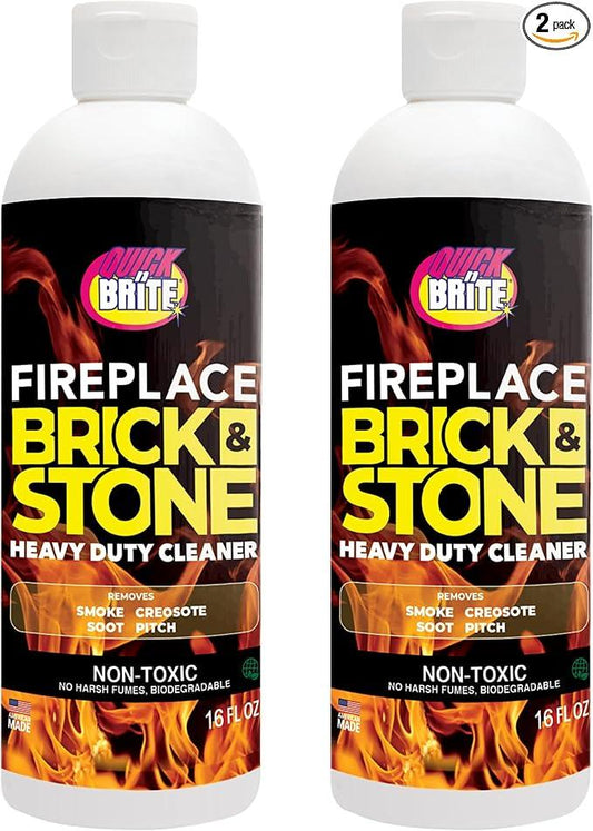 Quick 'n Brite Fireplace Gel Cleaner for Brick, Stone, Rock, Tile, and Marble, Nonabrasive Fireplace Cleaner, Made in the USA, 16 oz (Pack of 2) - NeatNest