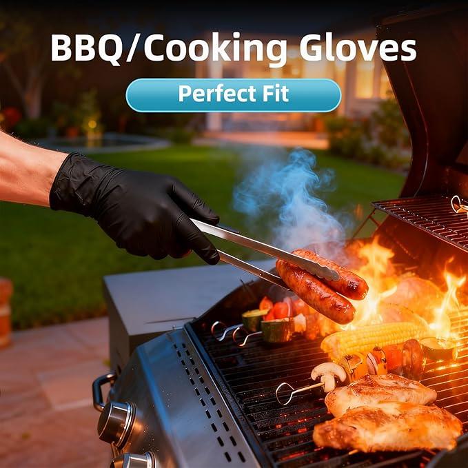 HEAVY DUTY 6 Mil Nitrile Black Gloves Disposable Latex Free Rubber Cooking Cleaning Food Prep Tattoo Gloves 1000PCs - NeatNest