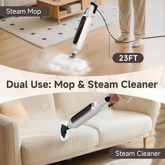 12-in-1 Steam Mop, Detachable Handheld Steam Cleaner for Home, 23FT Cord, 3 Steam Modes & LED Display, Steam Mops for Floor Cleaning, Bathroom, Windows, Sofas, Clothes, Tile Grout, Carpets, Furniture - NeatNest