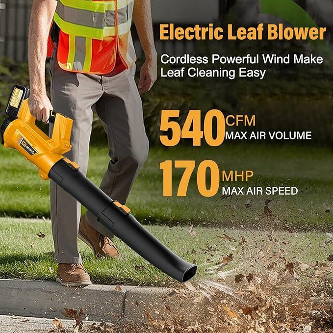 Leaf Blower, 20V Leaf Blower Cordless with 2 X 6.0Ah Batteries and Charger Included, 540CFM 170MPH & 6 Speed Mode, Handheld Electric Leaf Blower for Lawn Care, Yard, Garden and Dust - NeatNest