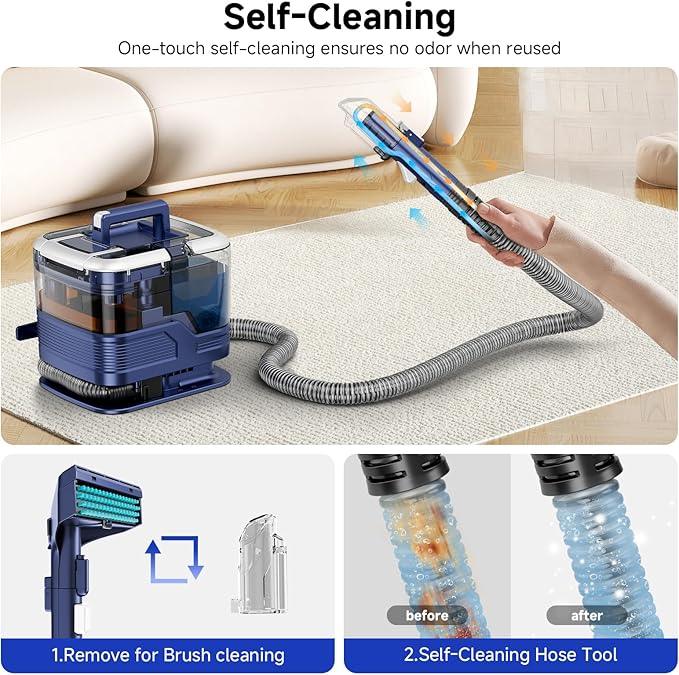 New Multi-Portable Carpet and Upholstery Cleaner, 21Kpa Carpet Cleaner Machine, Deep Stain Cleaning for Carpet, Car Seats, Pets, Couches, with Dual Brush & Large Removable Tank(Blue) - NeatNest