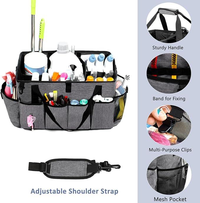 XL Professional Cleaning Caddy for Cleaning Suppliers, 17" Wearable Cleaing Bag for Housekeepers, Cleaning Organizer, Detailing Bag - NeatNest