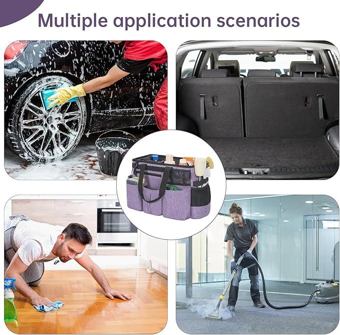 Wearable Cleaning Caddy Bag for Cleaning Supplies,Large Capacity Cleaning Organizer Purple - NeatNest
