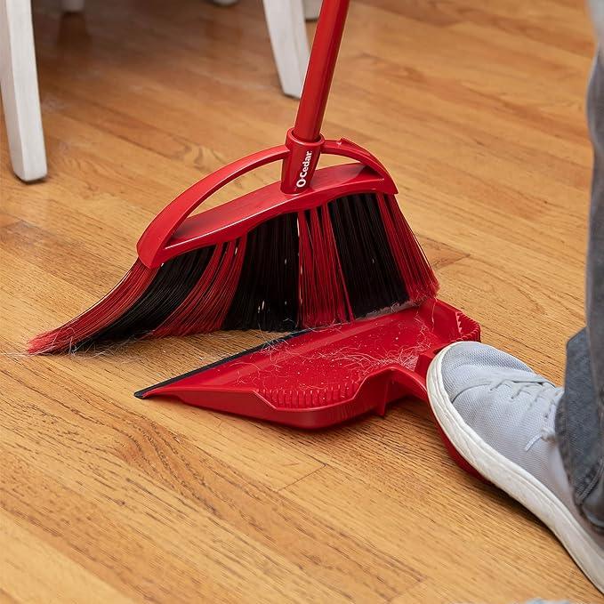 O-Cedar One Sweep Broom with Step-On Dustpan | Remove 99% with One Sweep | Lightweight Quiet Cleaning Tool | Ideal for Pet Owners - NeatNest