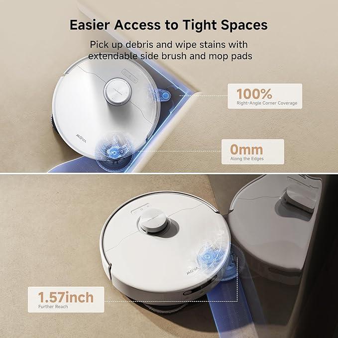 Mova P50 Pro Ultra Robot Vacuum and Mop, 19,000Pa Suction with Anti-Tangle Brush, Removable & Liftable Mop for Carpet & Floor, 167℉ Mop & Washboard Self Drying & Cleaning, Auto Empty & Refill - NeatNest