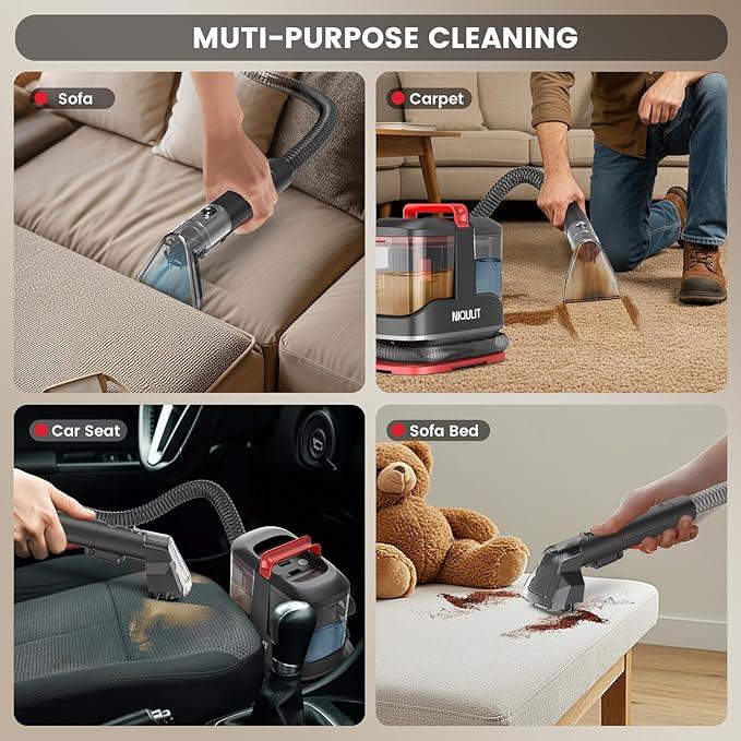 Portable Carpet and Upholstery Cleaner Machine -15Kpa Strong Suction for Rug, Couch, Car, Pet Stain, Furniture Cleaner for Home - NeatNest