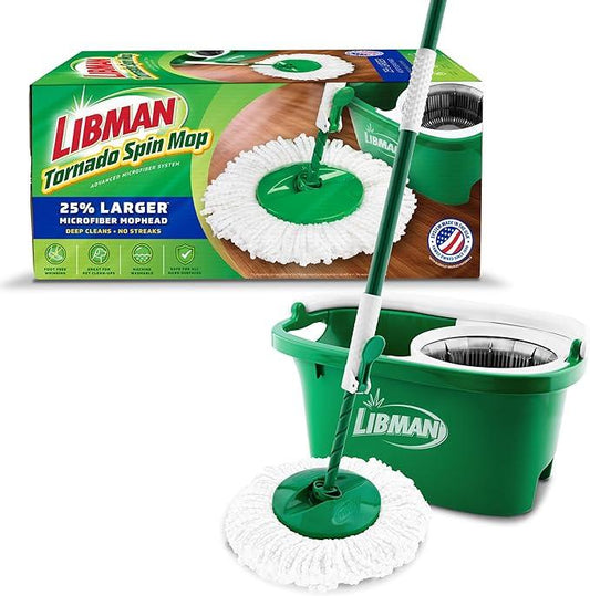 Libman Tornado Spin Mop System | Mop and Bucket with Wringer Set | Mops for Floor Cleaning | 1 Mop Head Included - NeatNest