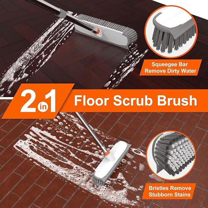 Floor Scrub Brush with Long Handle, Stiff Bristles Deck Brush, BITOPE Multi-Purpose Heavy Duty Hardwood Floor Scrubber, Cleaning Concrete Balcony Patio Garage Outdoor/Indoor - NeatNest